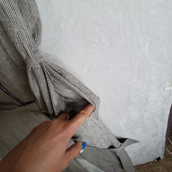 Z Supply XL Linen Striped Jumpsuit Ellora w belt Oatmeal beige Widelegs Stylish - Picture 13 of 16